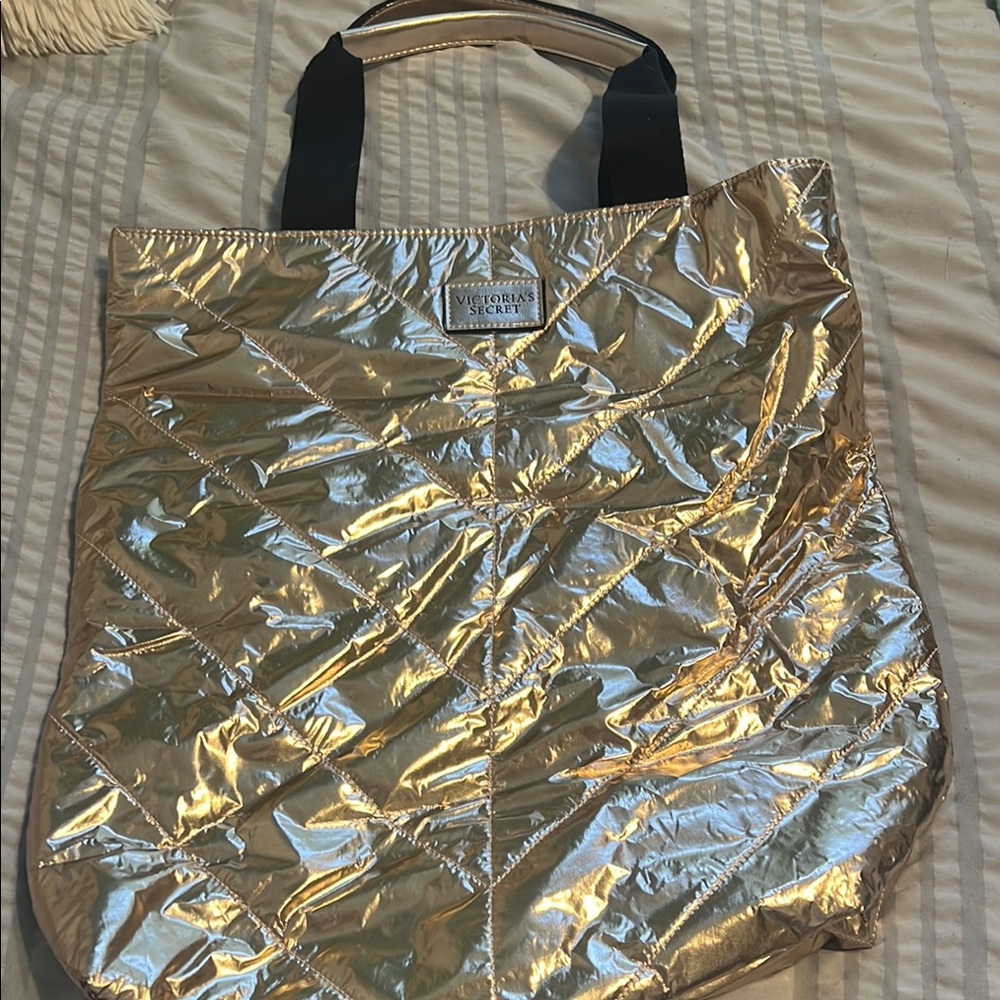 Victoria's Secret Gold and Black Metallic Tote